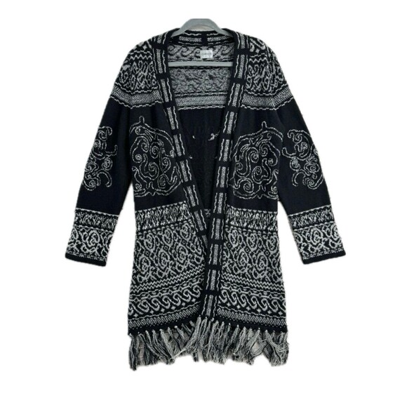 Chico's Women's Bohemian Wool Blend Single Front Hook Fringe Duster Cardigan 0 - Picture 1 of 7